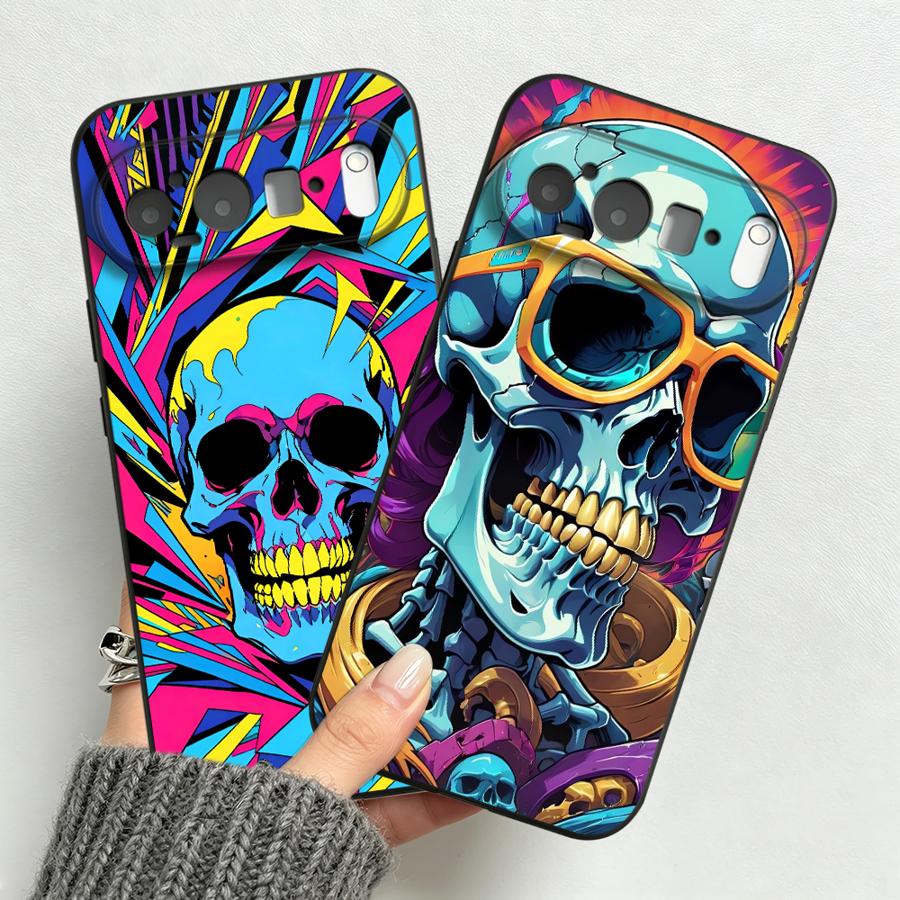 Phone Cases Pixel 10 - Neon Pop Art Skull Case for
