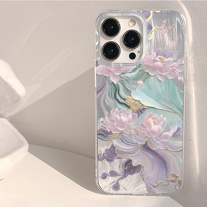Phone Cases Like Loopy - Dreamy Purple Lotus Print Aesthetic Phone