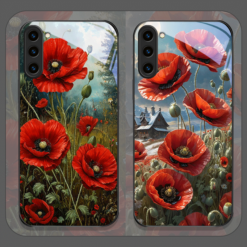 Phone Cases Galaxy S26 - Retro Poppy Flower Bloom Hot Red