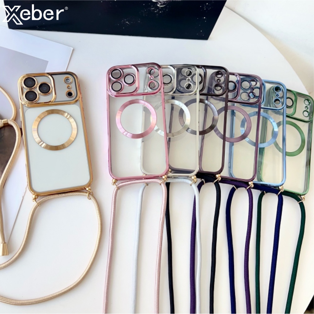 Phone Cases Orange - Crossbody Lanyard Strap Plating Magnetic For