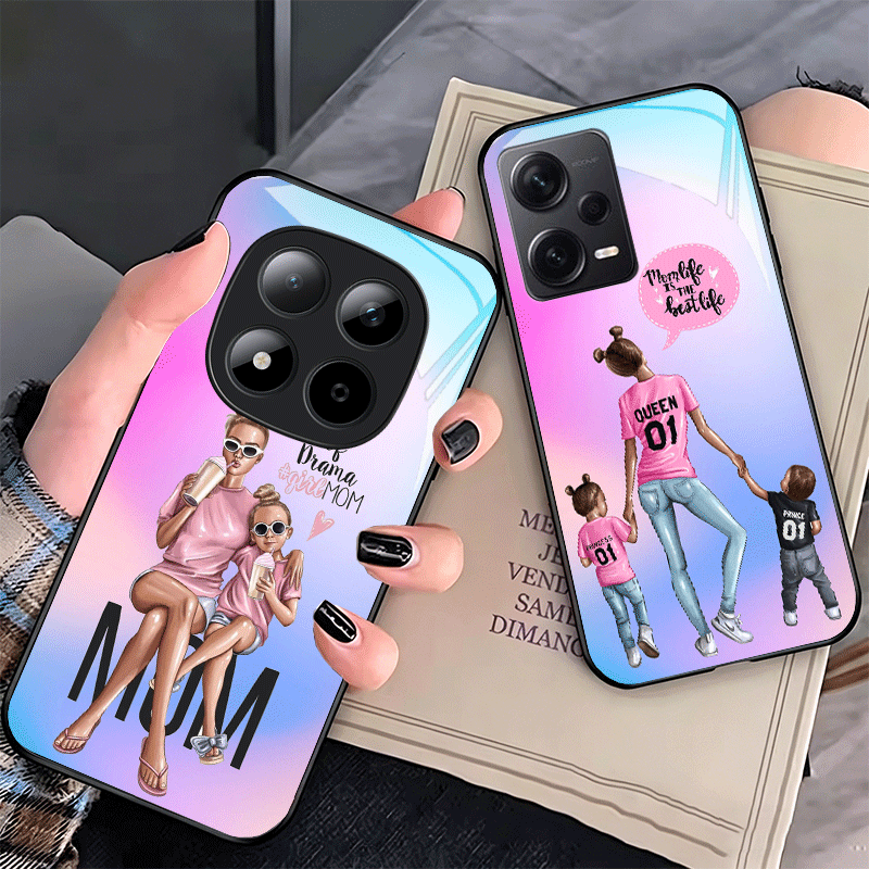 Phone Cases Shein - Girl Mom Baby Color Design Glass