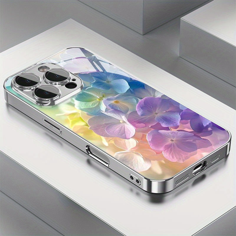 Phone Cases Like Loopy - Colorful Flower Patterned Electroplated Glass Mobile