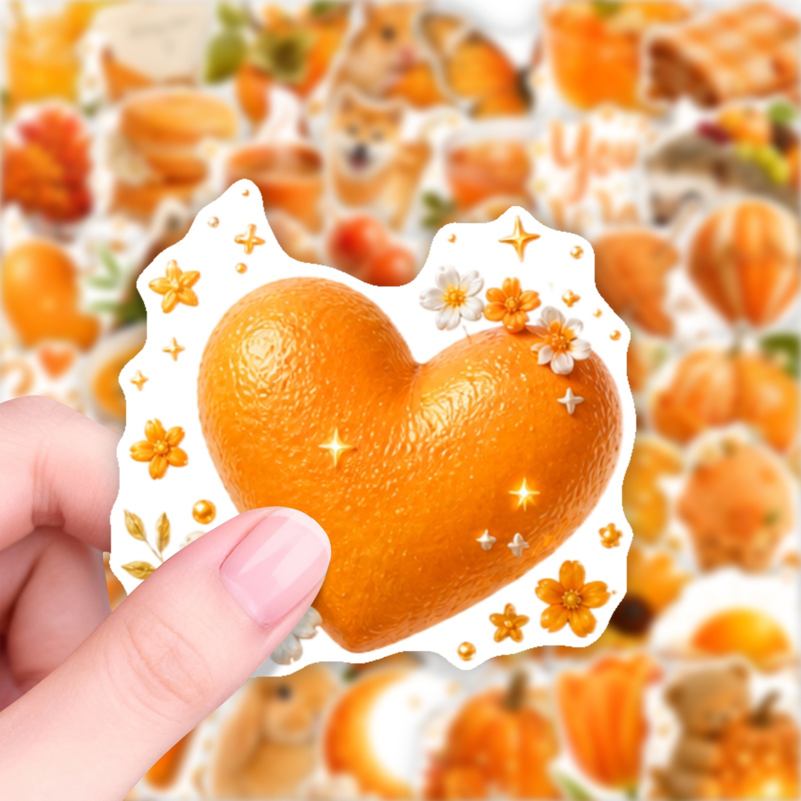 50 Pcs Warm Orange Cartoon Hea - Phone Cases Orange 评论和价格