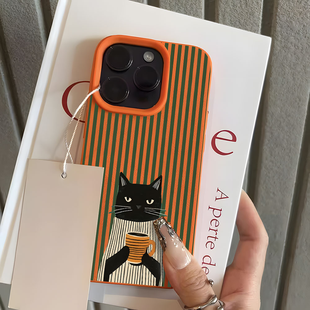 Funny Coffee Cat Pattern Lyche - Phone Cases Quirky 评论和价格