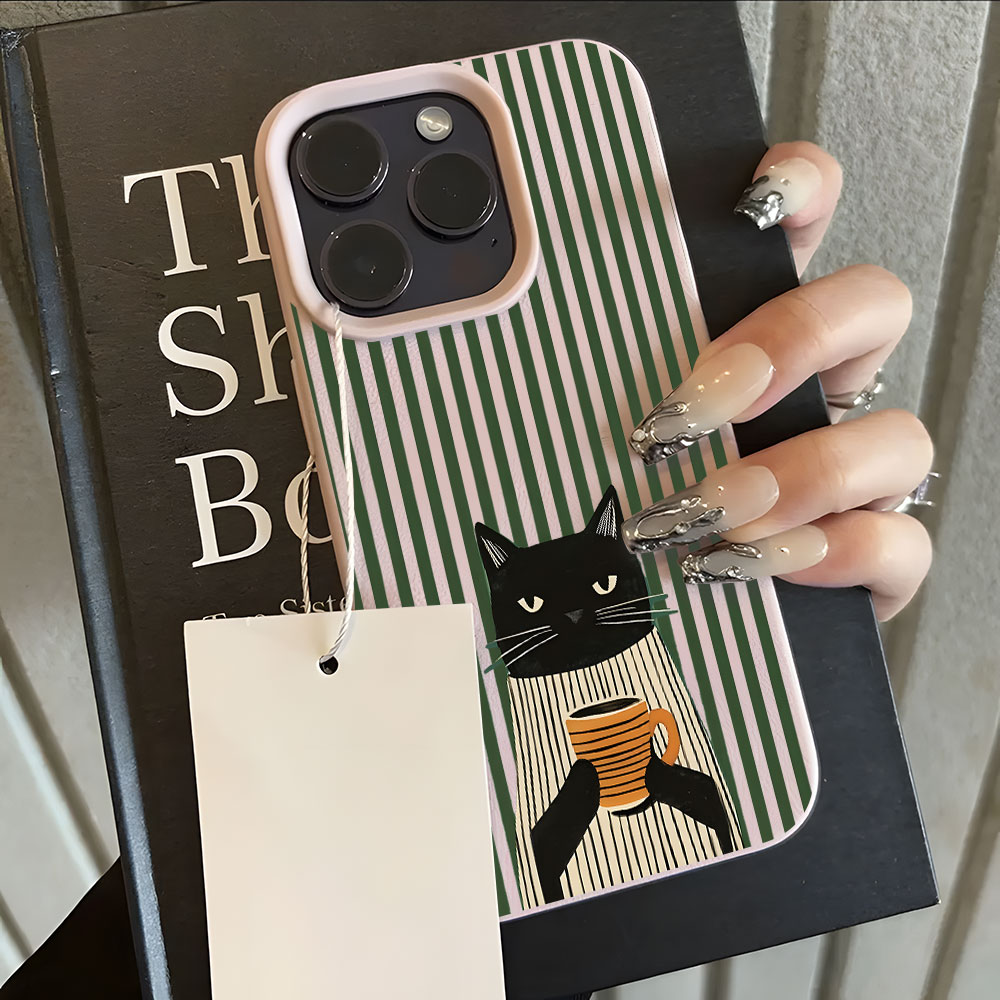 Funny Coffee Cat Pattern Lyche - Phone Cases Quirky 评论和价格