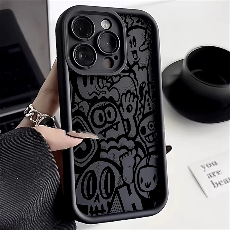 Black Graffiti Phone Case For  - Phone Cases Like Loopy 评论和价格