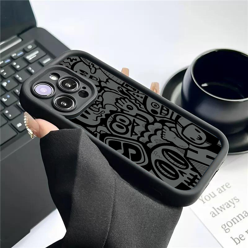 Black Graffiti Phone Case For  - Phone Cases Like Loopy 评论和价格