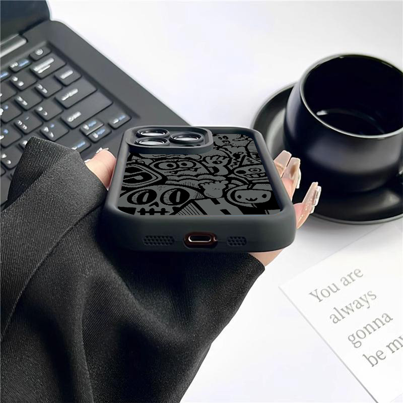 Black Graffiti Phone Case For  - Phone Cases Like Loopy 评论和价格